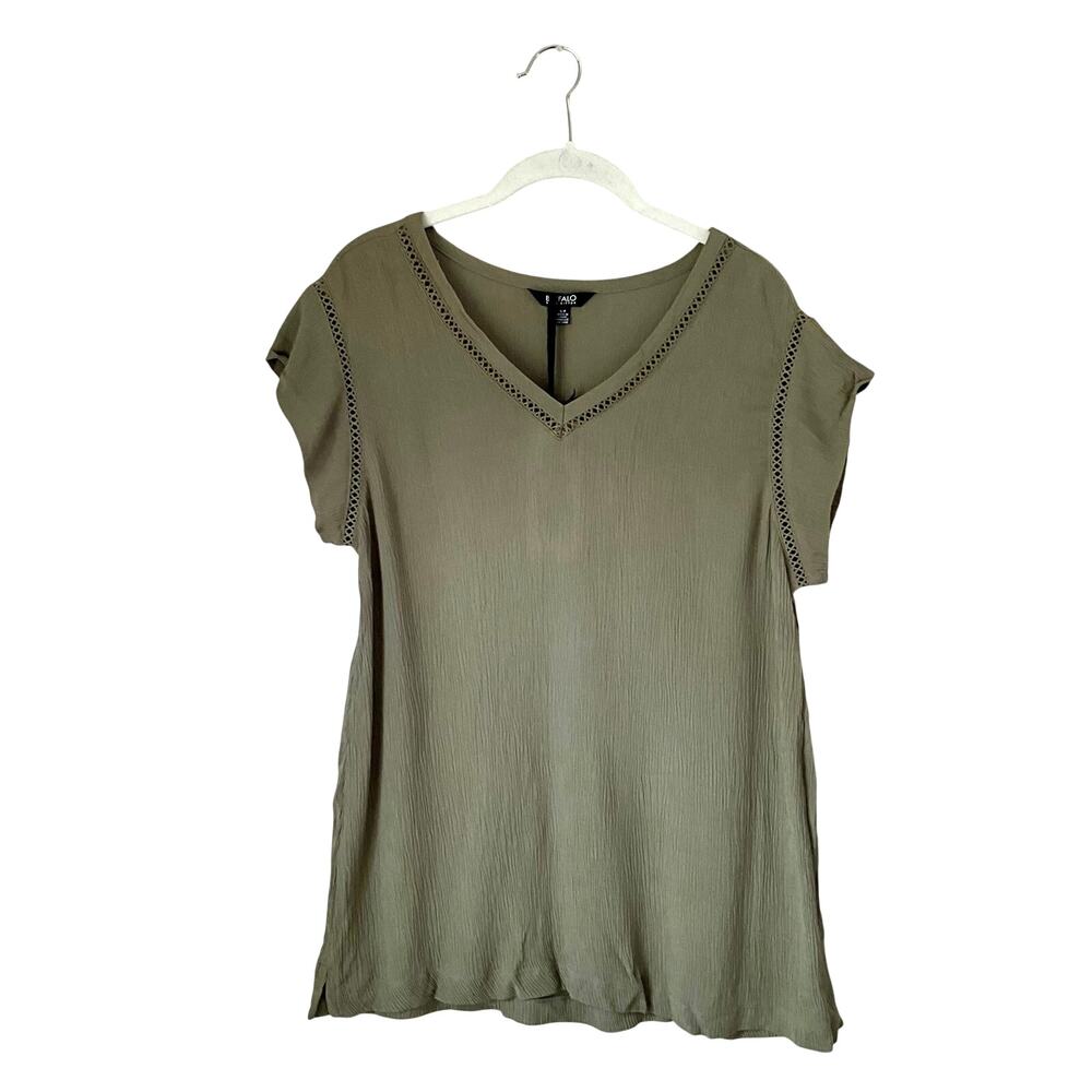 Buffalo David Bitton Green Gauze Top: Modern